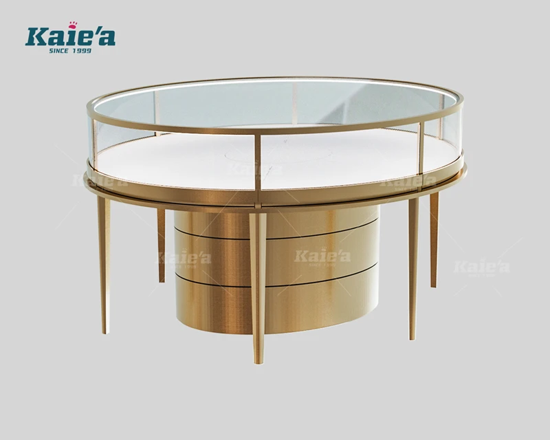 Gabinete para joyer&iacute;a dorado ovalado de alta gama