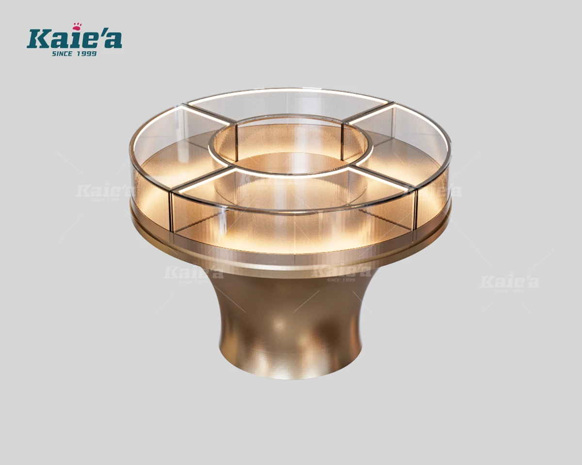 Isla de exhibici&oacute;n LED circular para el centro de joyer&iacute;a